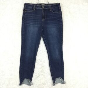 Liverpool Womens Jeans The Ankle Skinny Blue Denim Raw Hem Gleason Wash 31